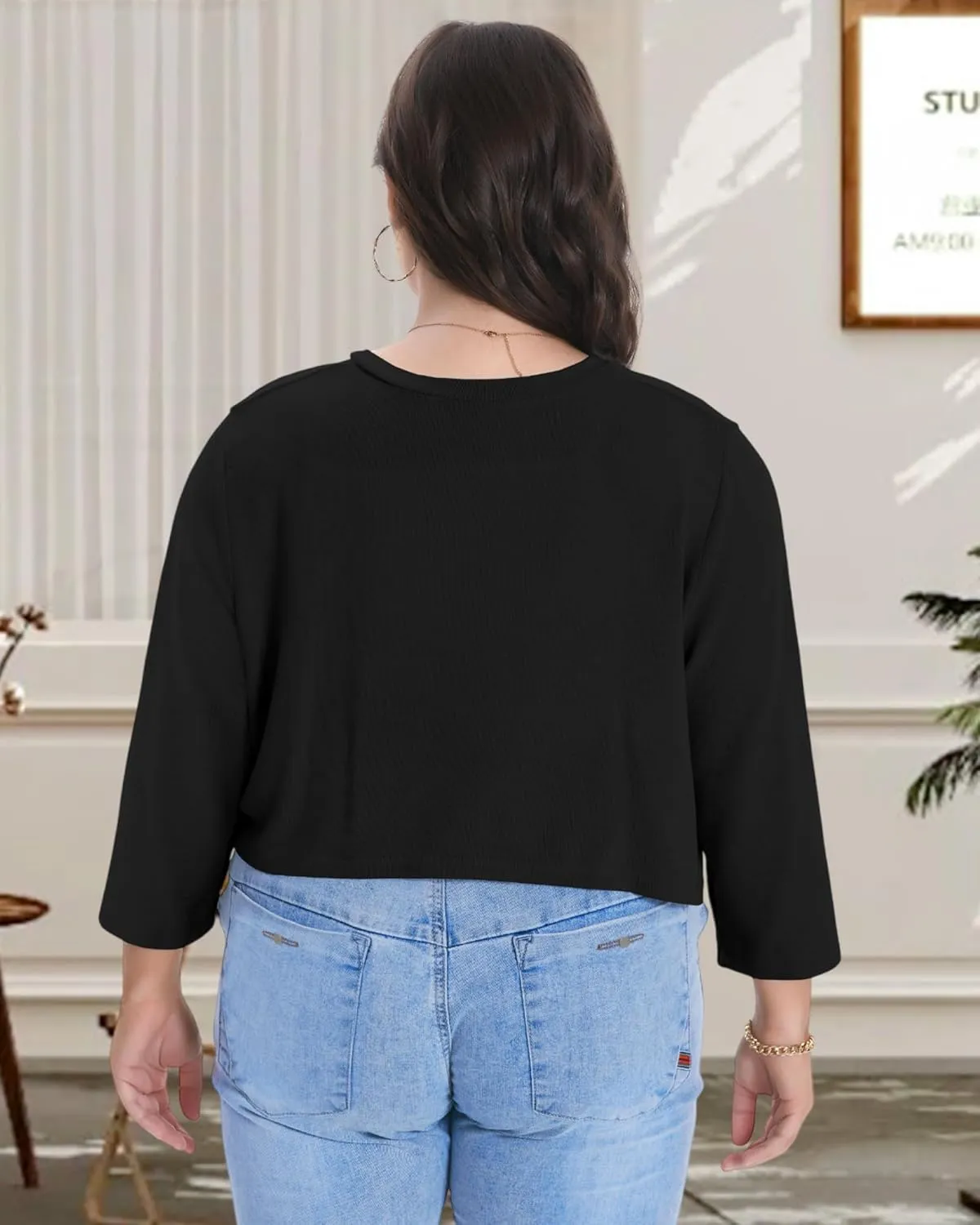 Plus Size Shrugs for Women Cropped Cardigan Knit Sweaters Open Front Bolero