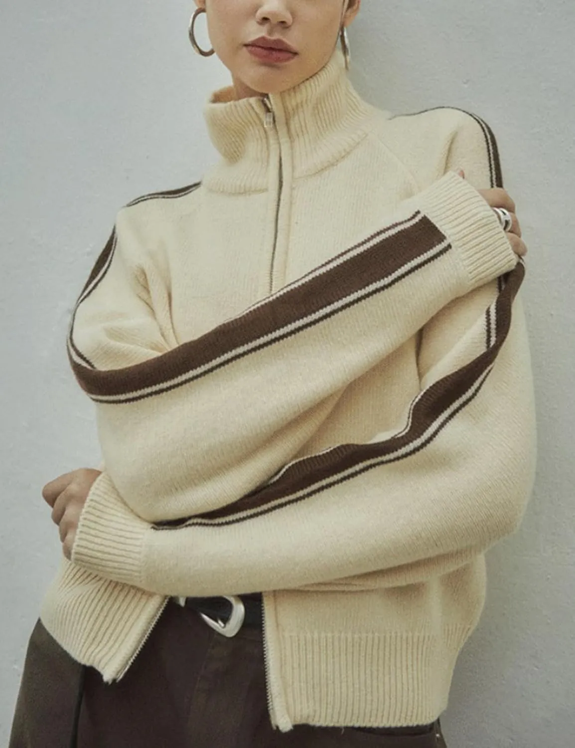 Qiaomai Womens Cardigan Sweaters Zip Up Long Sleeve Knit Sweater Jacket Open Front Outerwear Coats