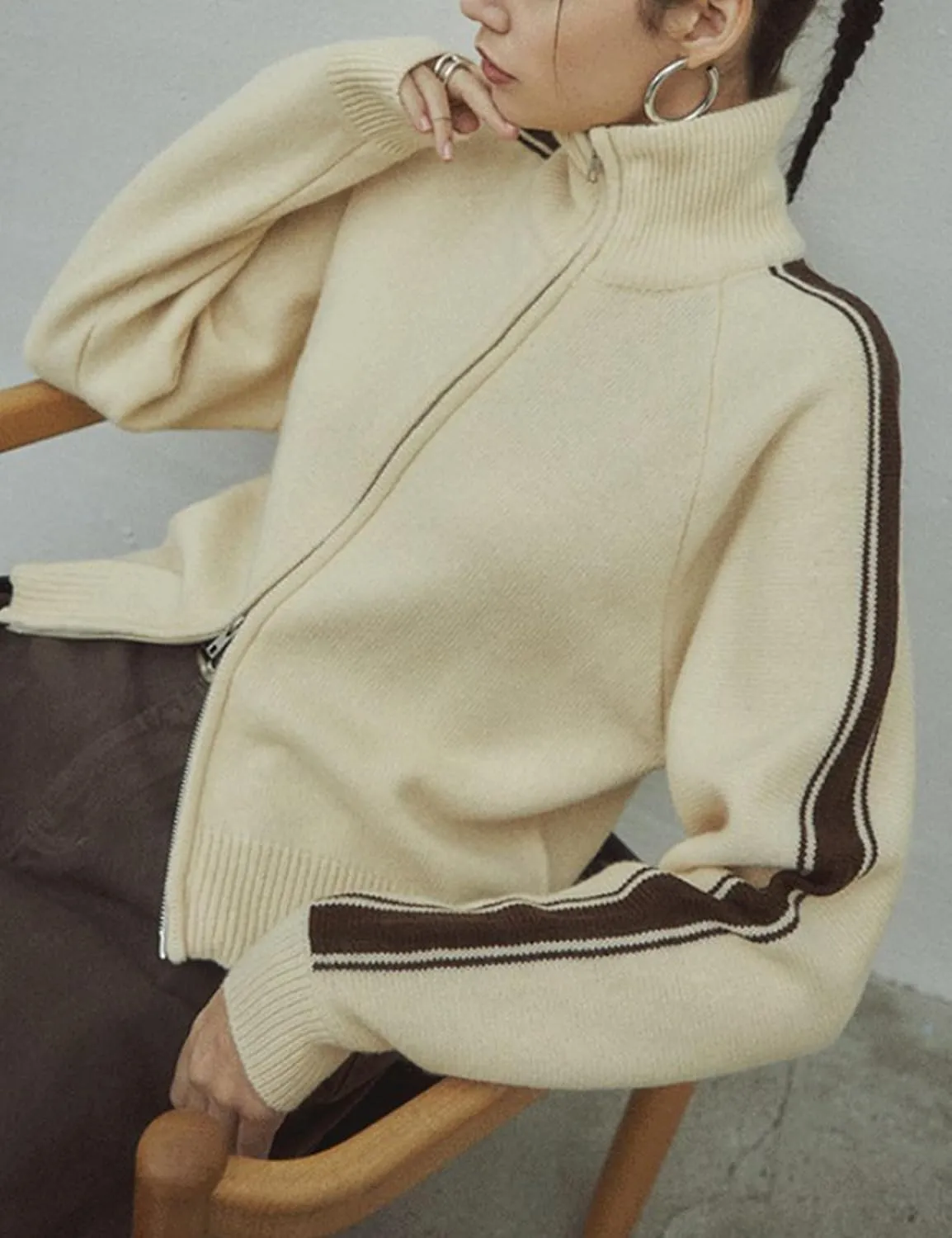 Qiaomai Womens Cardigan Sweaters Zip Up Long Sleeve Knit Sweater Jacket Open Front Outerwear Coats