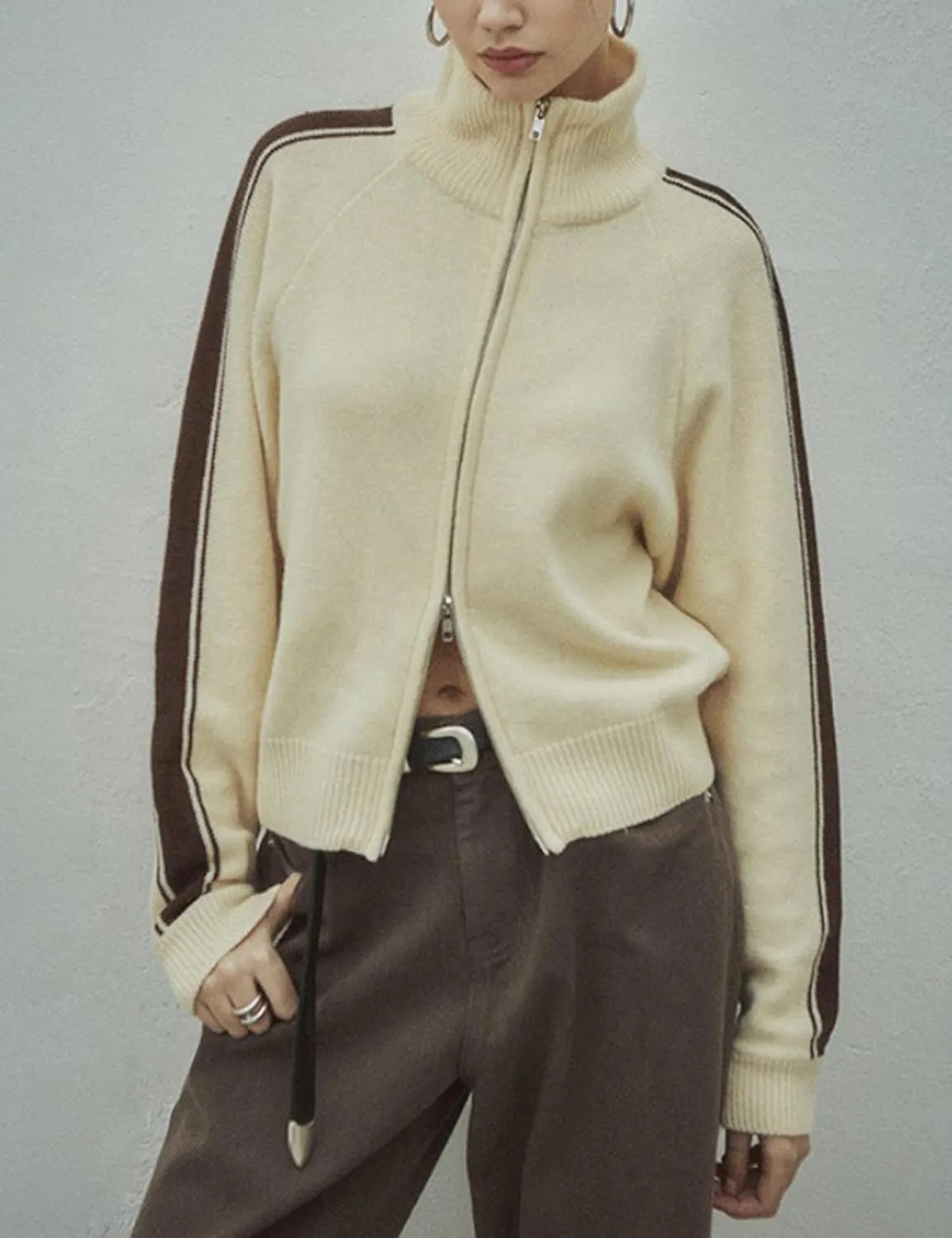 Qiaomai Womens Cardigan Sweaters Zip Up Long Sleeve Knit Sweater Jacket Open Front Outerwear Coats