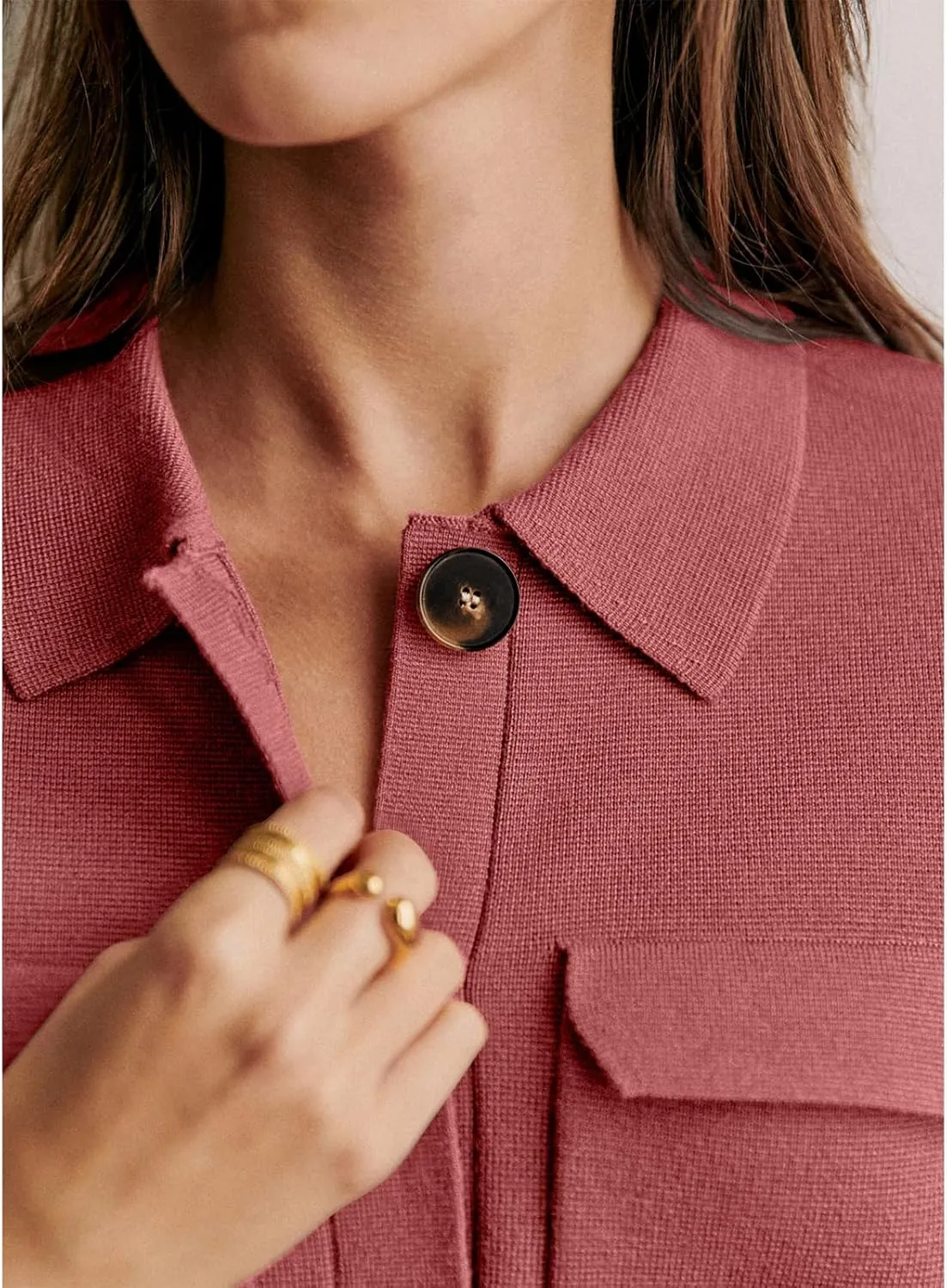 Senllen Women Cropped Cardigan Sweaters 2025 Casual Trendy Collared Button Down Open Front Long Sleeve Knit Shackets Jackets
