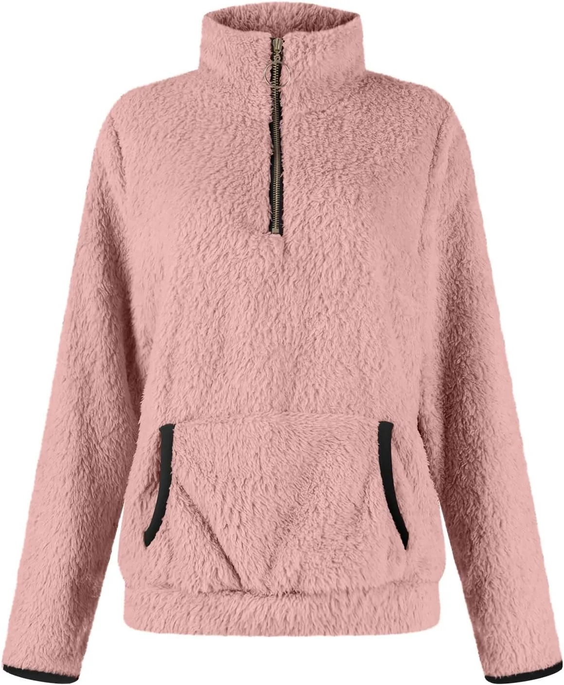 Sherpa Quarter Zip Pullover Women Fleece Lined Half Zip Sweatshirts Winter Warm Sweaters Jacket Coats