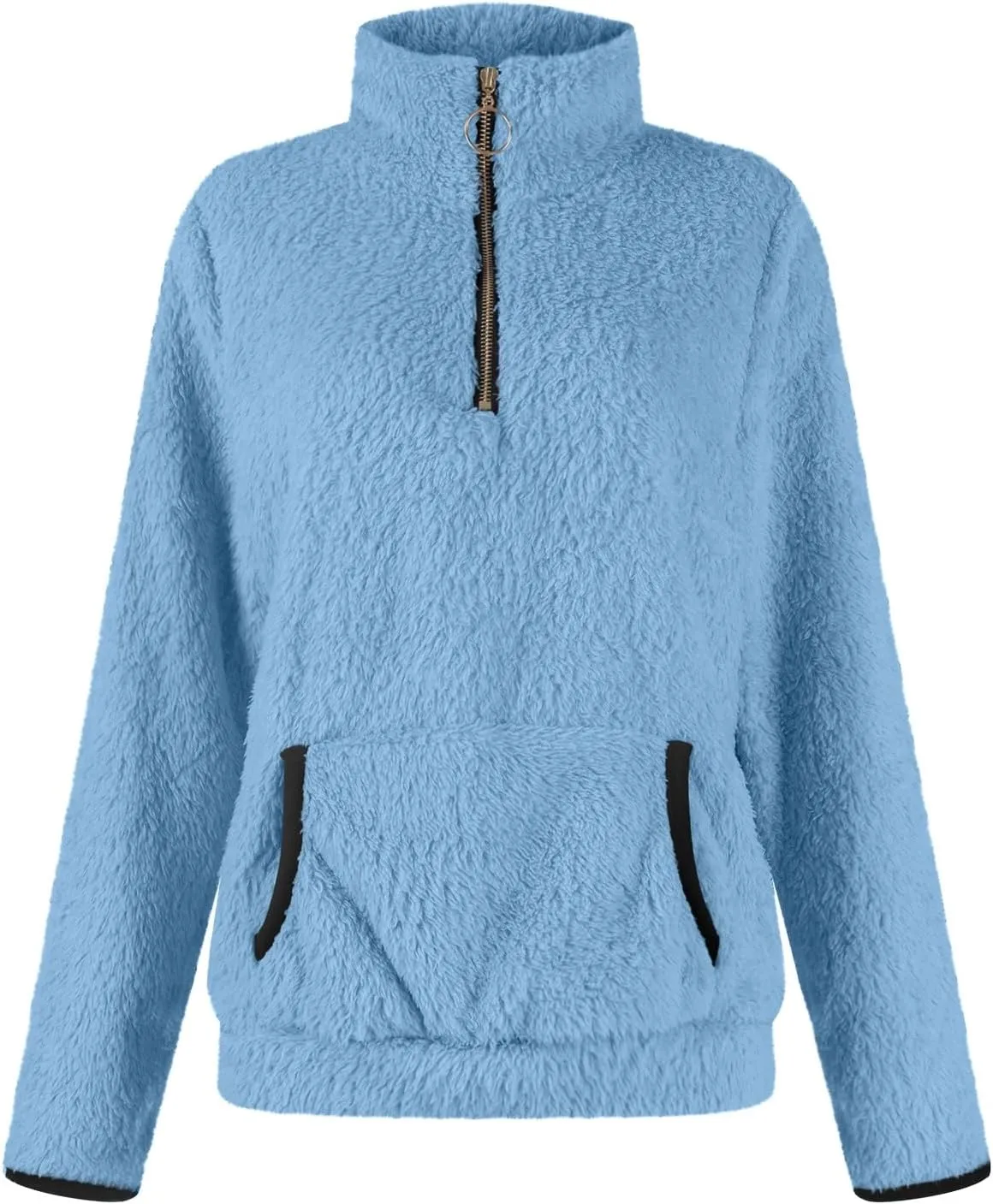 Sherpa Quarter Zip Pullover Women Fleece Lined Half Zip Sweatshirts Winter Warm Sweaters Jacket Coats