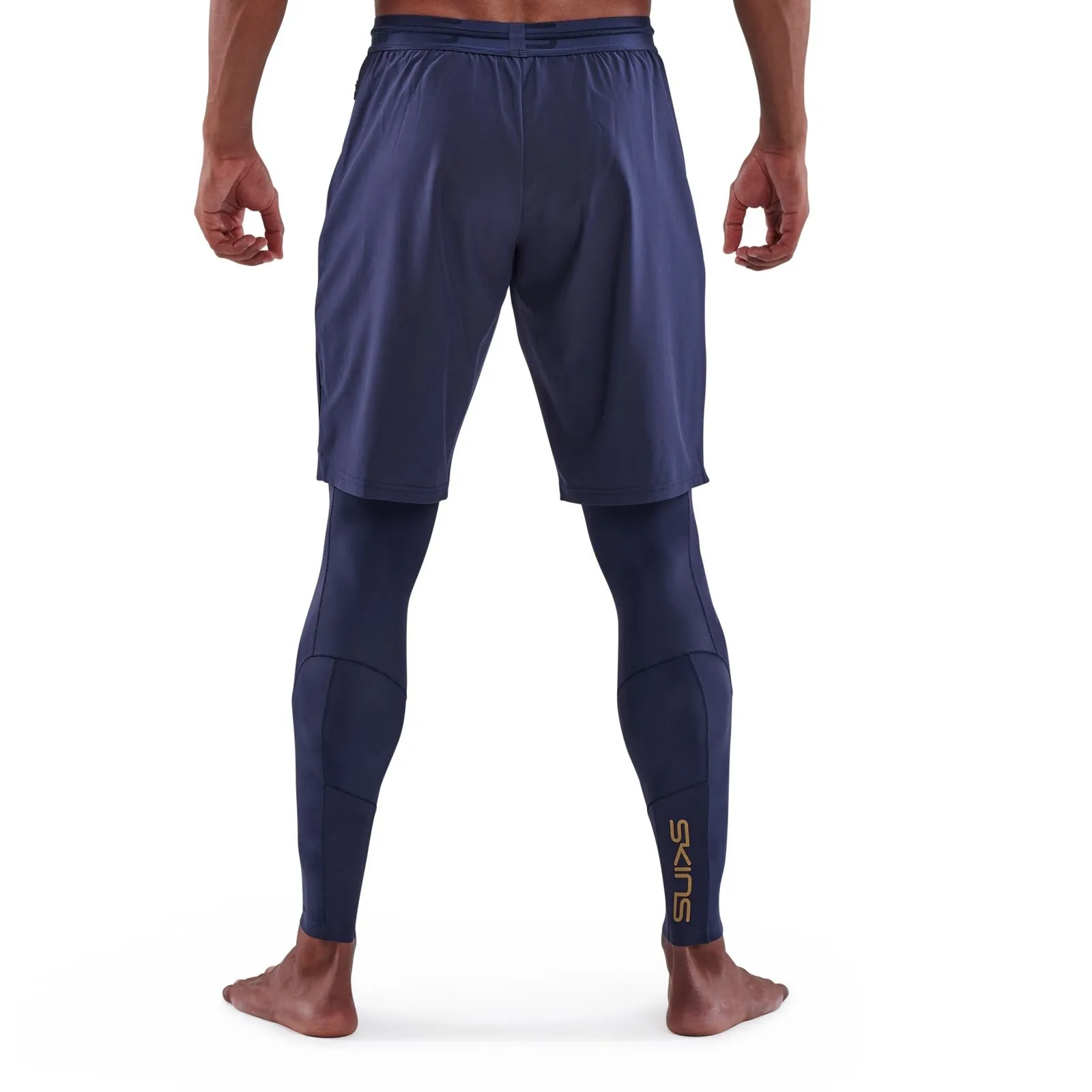 SKINS SERIES-5 MEN'S TRAVEL AND RECOVERY LONG TIGHTS NAVY BLUE