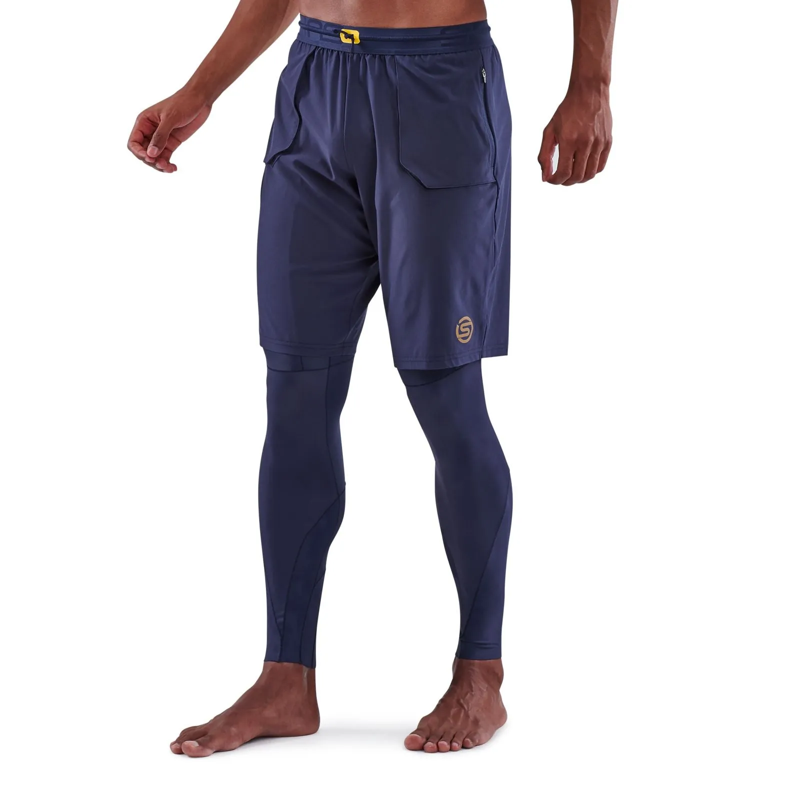 SKINS SERIES-5 MEN'S TRAVEL AND RECOVERY LONG TIGHTS NAVY BLUE