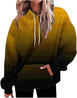 SMIDOW Oversized Hoodies For Women Trendy 2024 Gradient Plus Size Pullover Tops Teen Girls Fall Outfits Hooded Sweatshirt