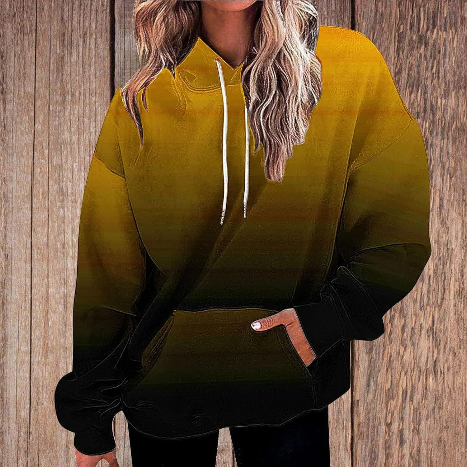 SMIDOW Oversized Hoodies For Women Trendy 2024 Gradient Plus Size Pullover Tops Teen Girls Fall Outfits Hooded Sweatshirt