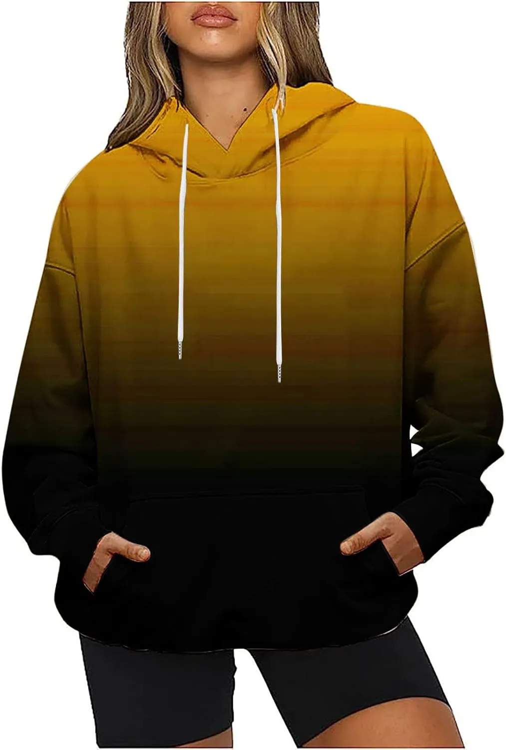 SMIDOW Oversized Hoodies For Women Trendy 2024 Gradient Plus Size Pullover Tops Teen Girls Fall Outfits Hooded Sweatshirt