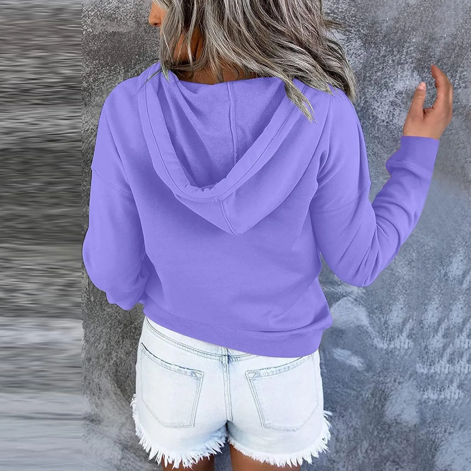 SMIDOW Womens Casual Fall Hoodies Dressy 2023 Button Down Hooded Sweatshirts Loose Comfy Pullover Tops Fashion Hoodie