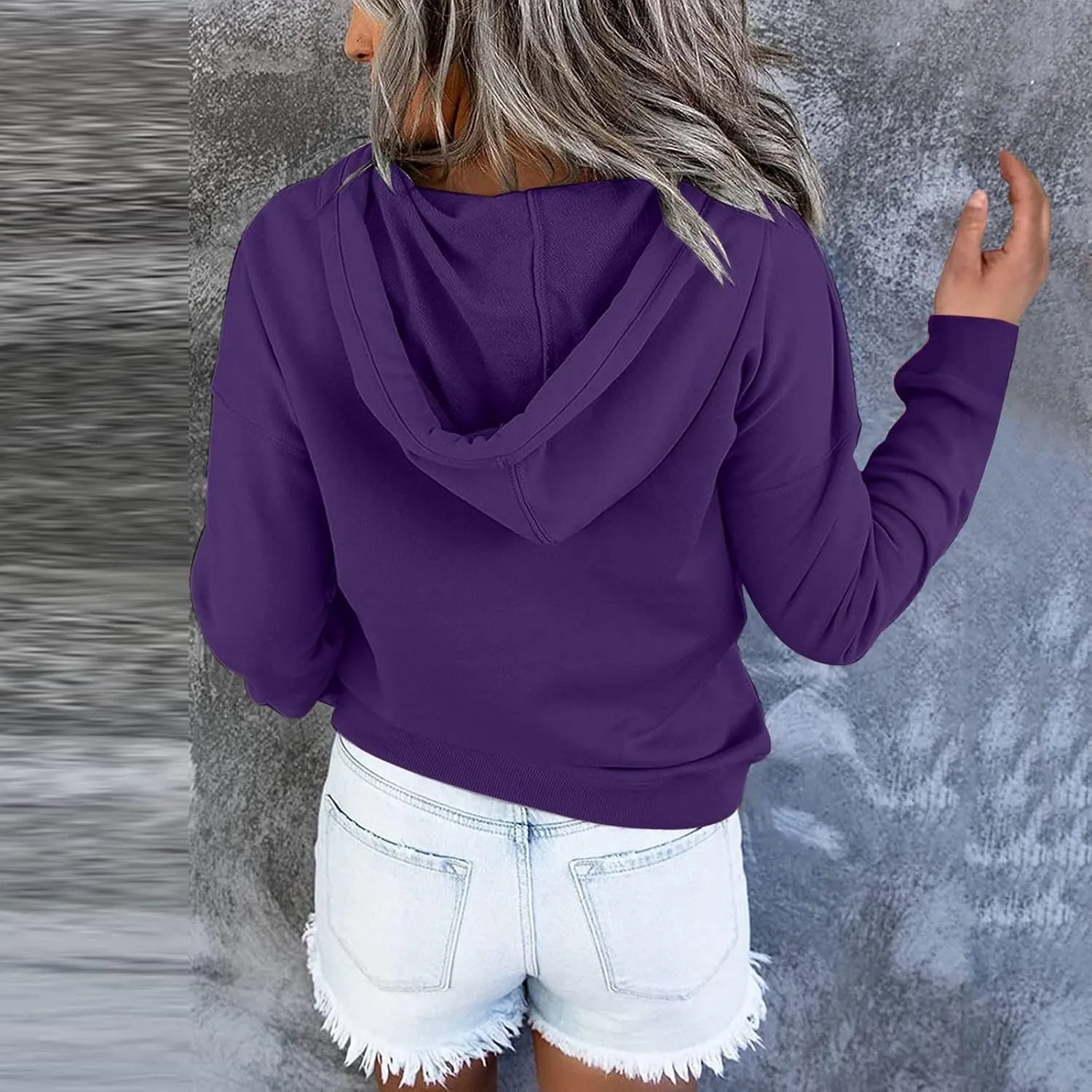 SMIDOW Womens Casual Fall Hoodies Dressy 2023 Button Down Hooded Sweatshirts Loose Comfy Pullover Tops Fashion Hoodie