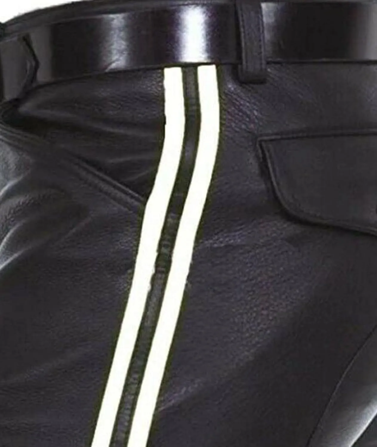 SOMTHRON Men's PU Leather Shorts Striped Sexy Rave Hot Shorts Straight Leg Club Party Short Pants with Pockets