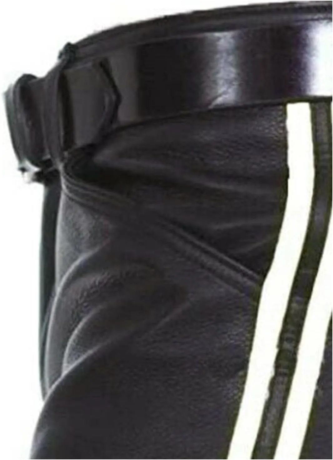 SOMTHRON Men's PU Leather Shorts Striped Sexy Rave Hot Shorts Straight Leg Club Party Short Pants with Pockets