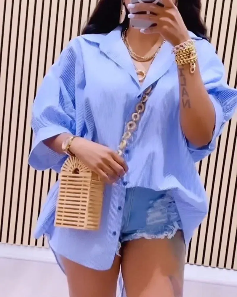 Striped Shirts Women Blouse Tops