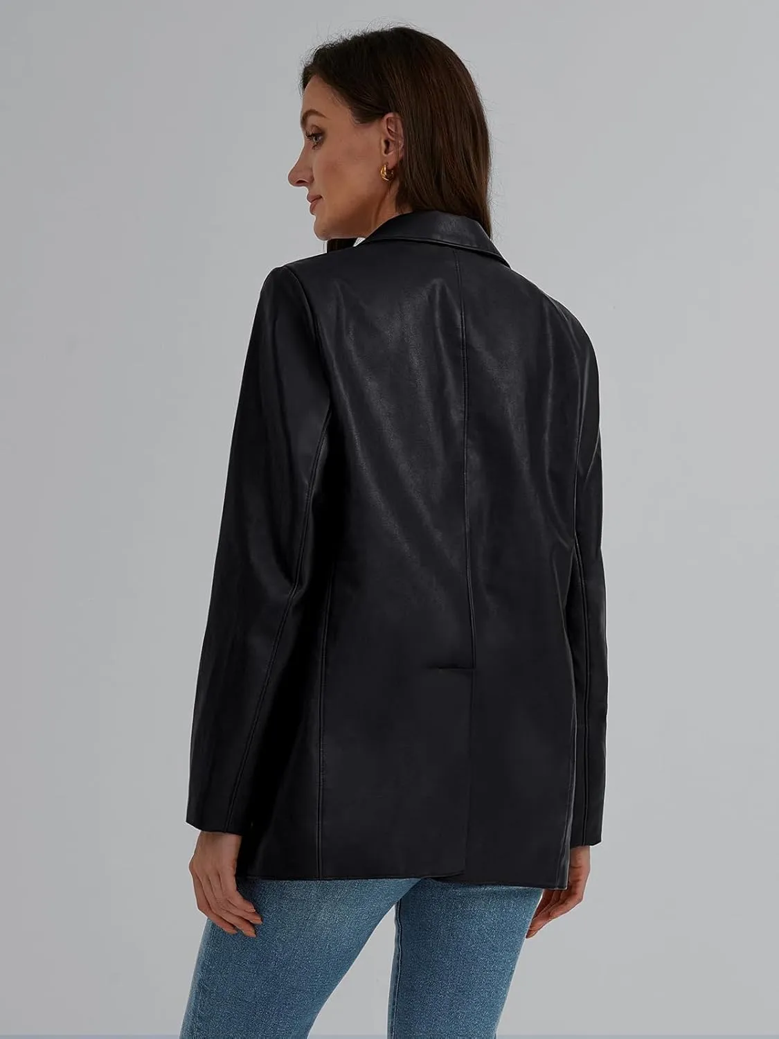 Trendy Queen Leather Jacket for Women Oversized Blazer Faux Suede Button Up Winter Coats Fashion Fall Outfits y2k 2025