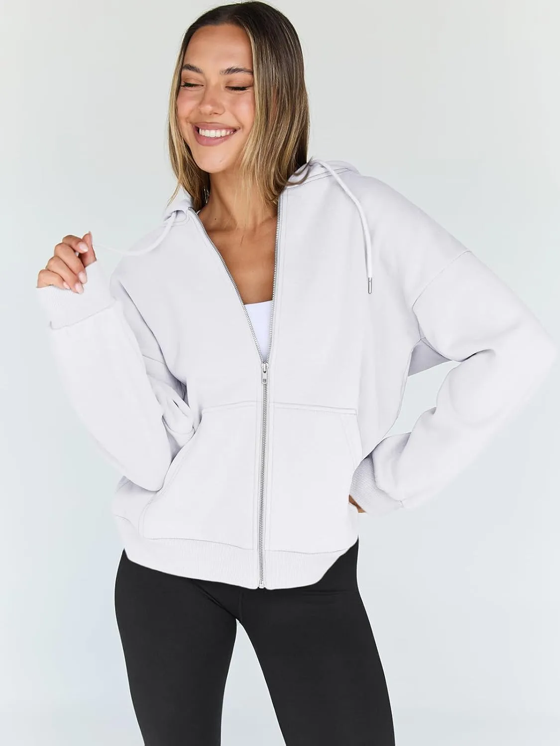 Trendy Queen Womens Zip Up Hoodies Oversized Sweatshirts Fall Fashion Outfits Casual Jackets 2025 Winter Clothes