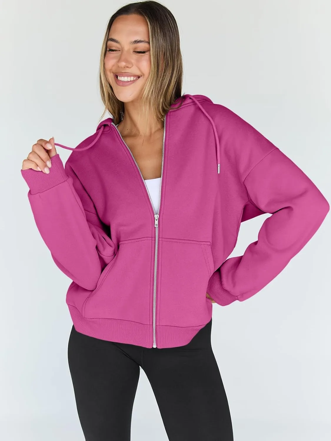 Trendy Queen Womens Zip Up Hoodies Oversized Sweatshirts Fall Fashion Outfits Casual Jackets 2025 Winter Clothes