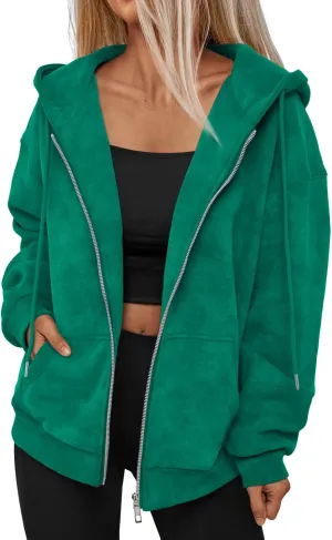Trendy Queen Zip Up Hoodies for Women Acid Wash Oversized Sweatshirts Fall Cute Y2k Clothes Winter Jackets Vintage Streetwear