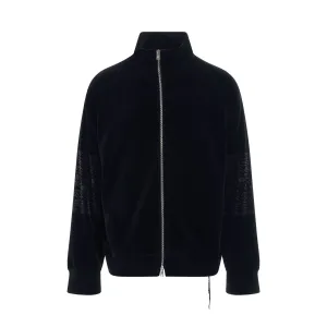 Tribal Skull Velour Track Jacket in Black