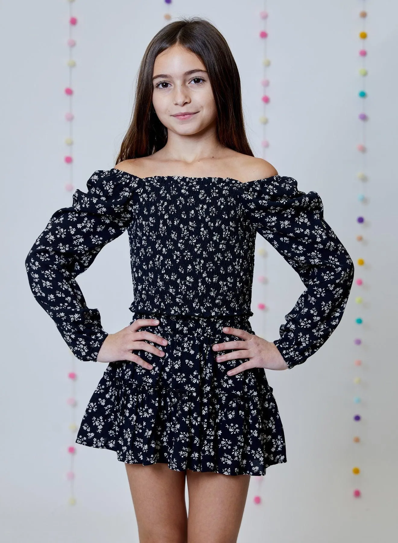 Tween Bottoms | Black Print Combo Skort| Design History