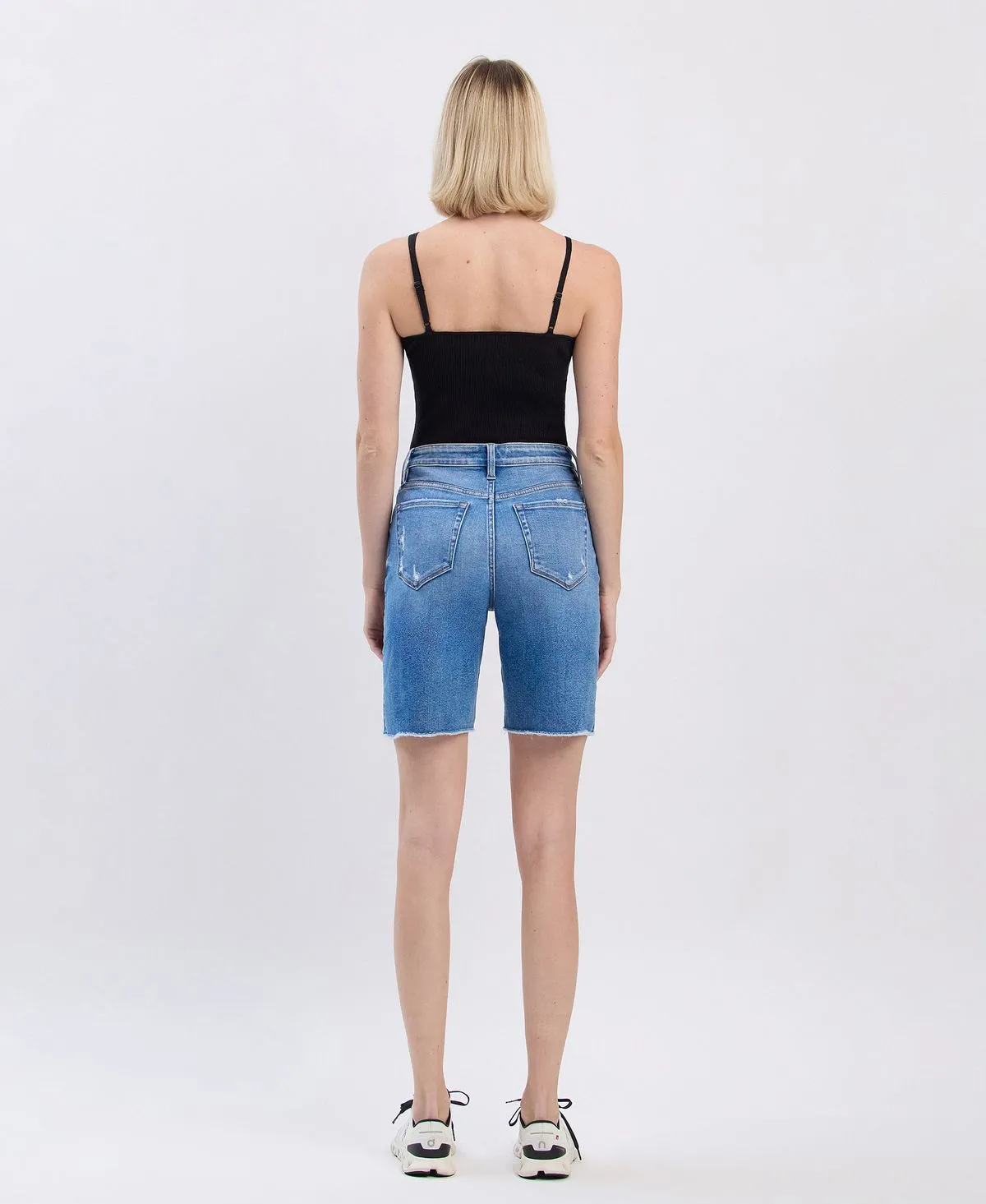 Vervet by Flying Monkey High Rise Raw Hem Bermuda Shorts  Valour