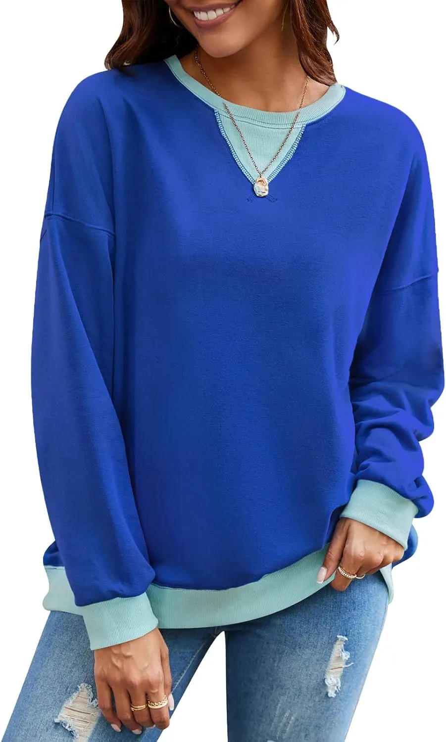 VUTRU Women Striped Oversized Sweatshirt Crewneck Long Sleeve Shirts Hoodies Casual Loose Pullover Top 2024 Fall Clothes