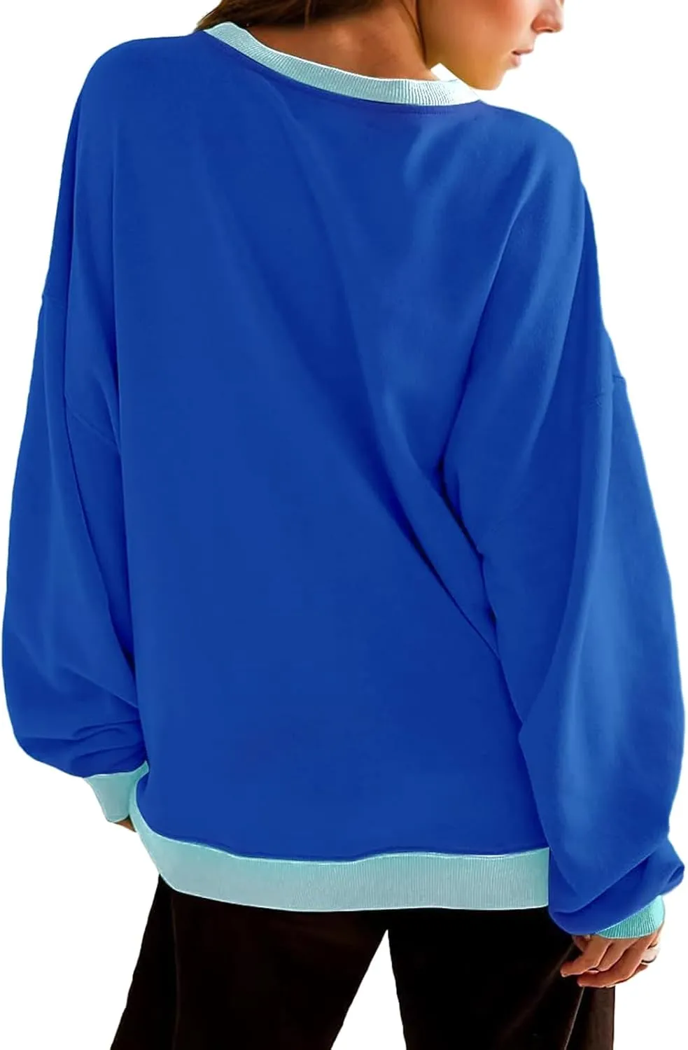 VUTRU Women Striped Oversized Sweatshirt Crewneck Long Sleeve Shirts Hoodies Casual Loose Pullover Top 2024 Fall Clothes
