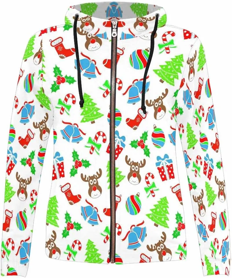 WomenS Jackets Christmas Doodle Gnome And Candy Womens Zip Up Hoodies Long Sleeve Sweatshirts Fall Outfits Sweaters