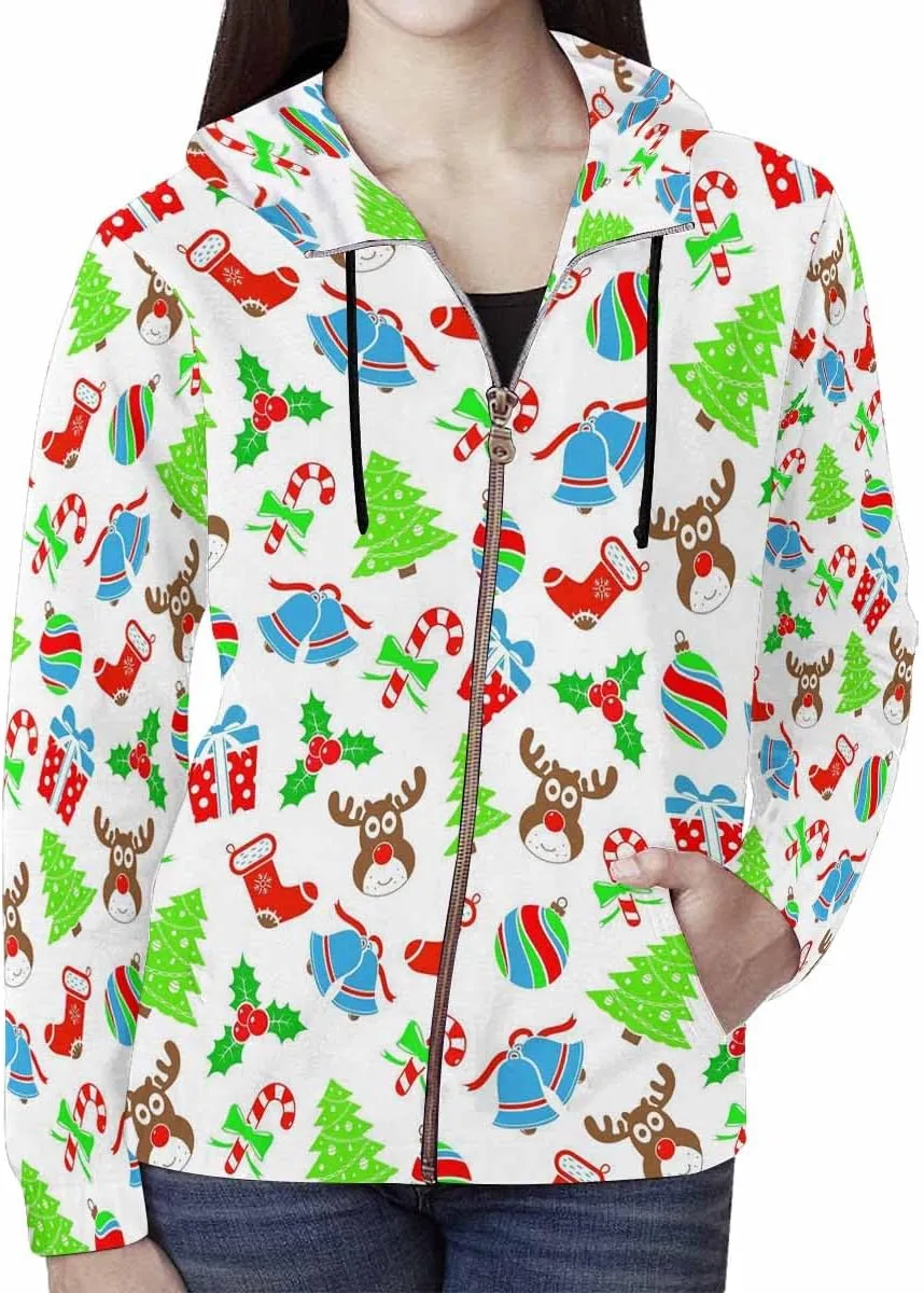 WomenS Jackets Christmas Doodle Gnome And Candy Womens Zip Up Hoodies Long Sleeve Sweatshirts Fall Outfits Sweaters