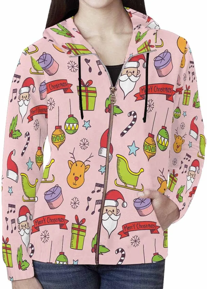 WomenS Jackets Christmas Doodle Gnome And Candy Womens Zip Up Hoodies Long Sleeve Sweatshirts Fall Outfits Sweaters