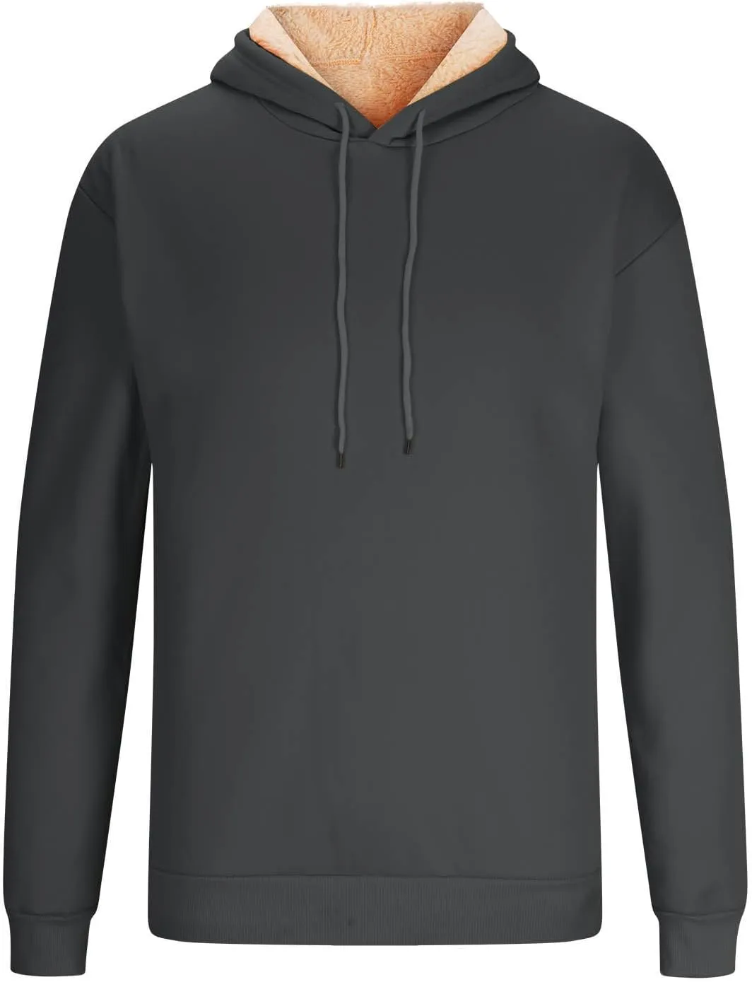 XUNRYAN Hoodies for Men Heavyweight Fleece Sweatshirt Thick Pullover Warm Hooded Sherpa Jackets Long Sleeve Shirts Outerwear