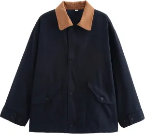 Yimoon Lightweight Jacket for Women Oversized Corduroy Lapel Collar Button Down Casual Jackets Outwear