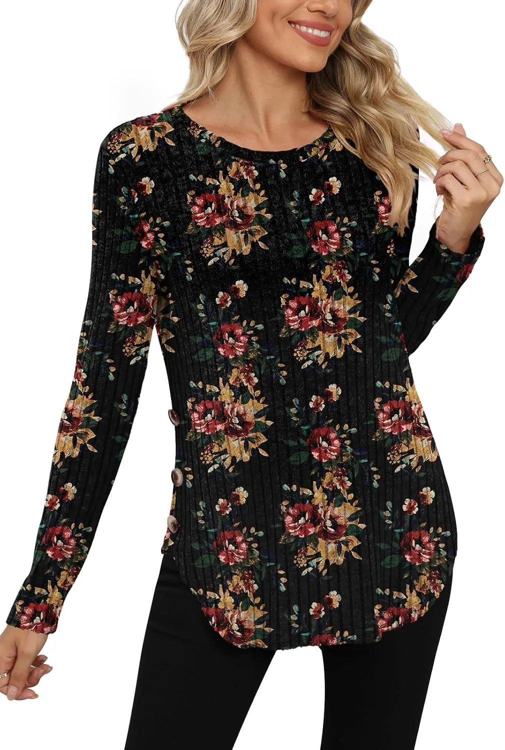 Yincro Women's Long Sleeve Fall Sweaters 2024 Lightweight Casual Crewneck Tunic Tops