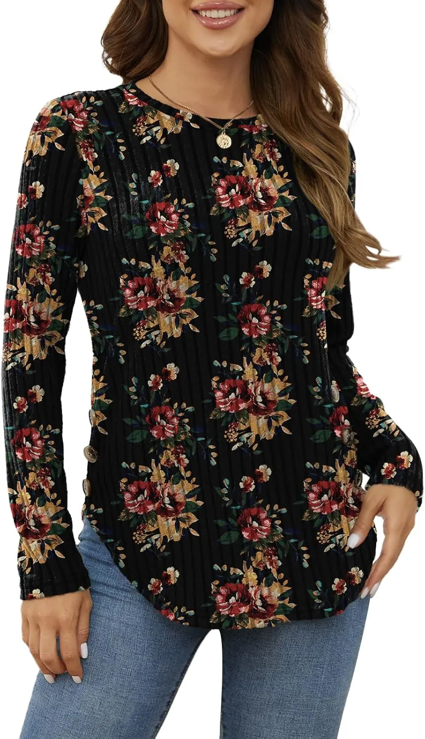 Yincro Women's Long Sleeve Fall Sweaters 2024 Lightweight Casual Crewneck Tunic Tops