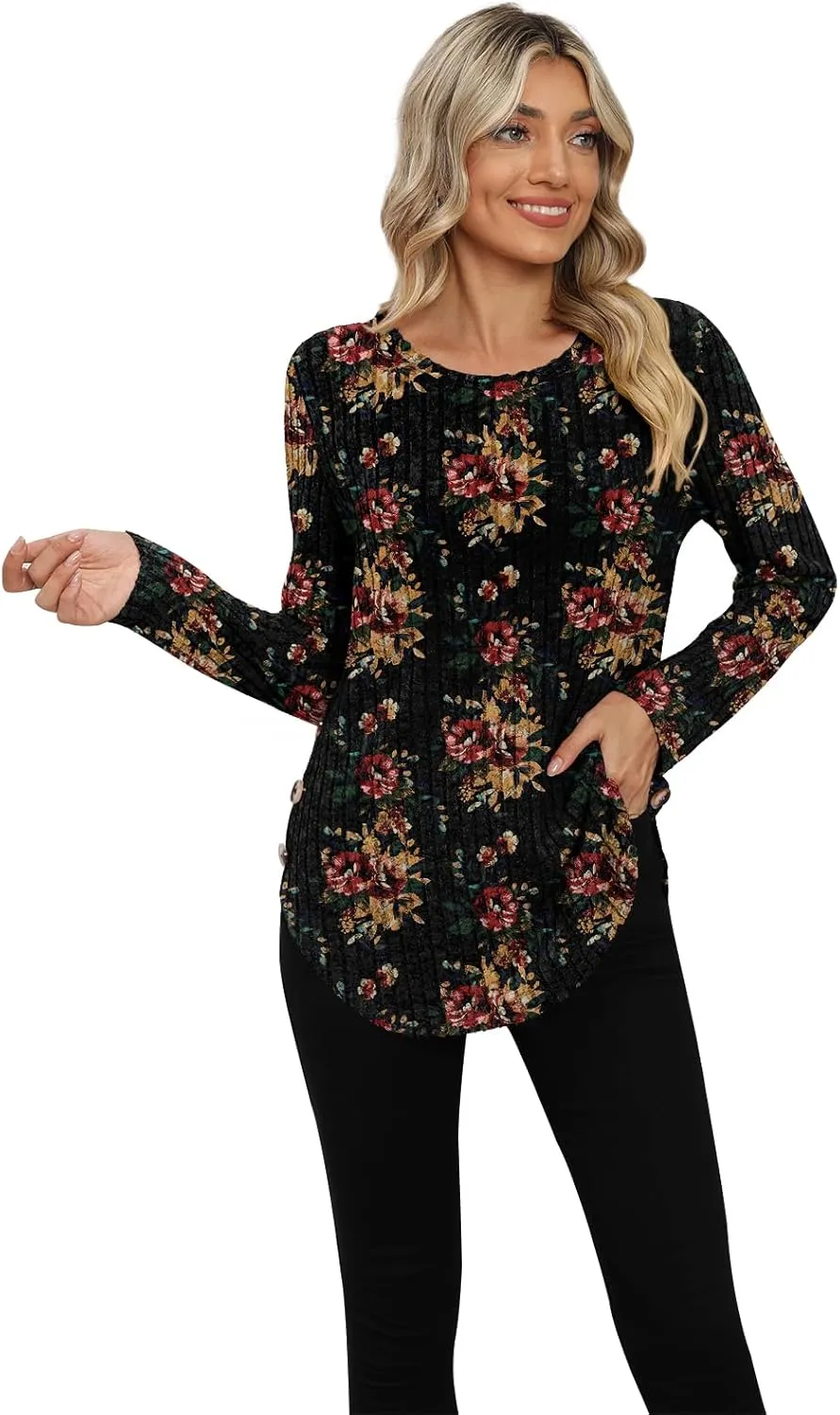 Yincro Women's Long Sleeve Fall Sweaters 2024 Lightweight Casual Crewneck Tunic Tops