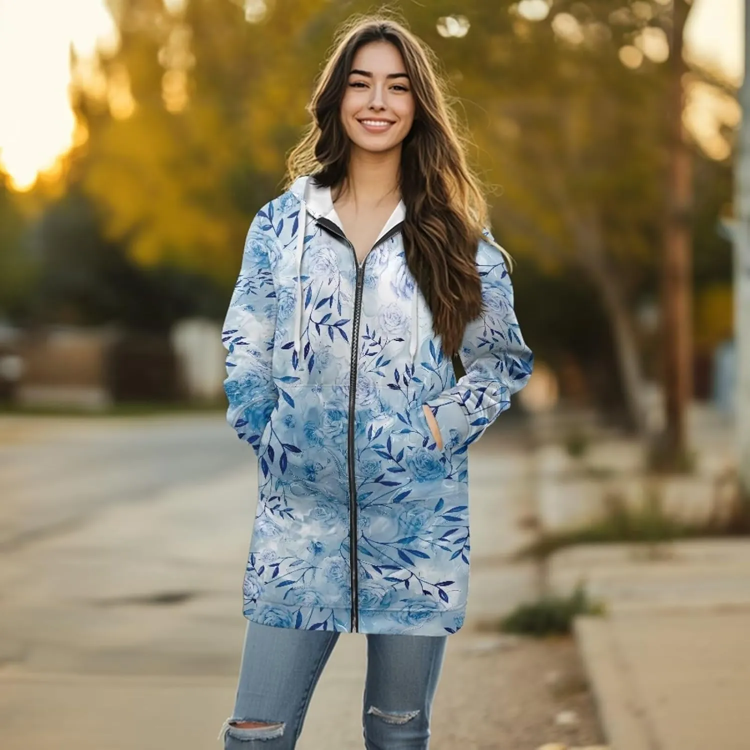 Zip Up Hoodies for Women Trendy Tie Dye Hooded Sweatshirts Oversized Long Sleeve Pullover Drawstring Jackets