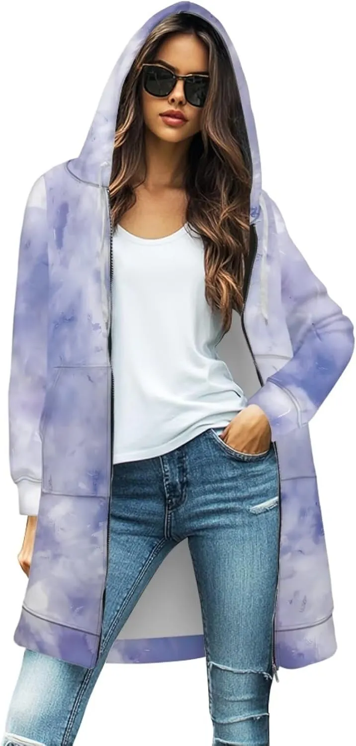 Zip Up Hoodies for Women Trendy Tie Dye Hooded Sweatshirts Oversized Long Sleeve Pullover Drawstring Jackets