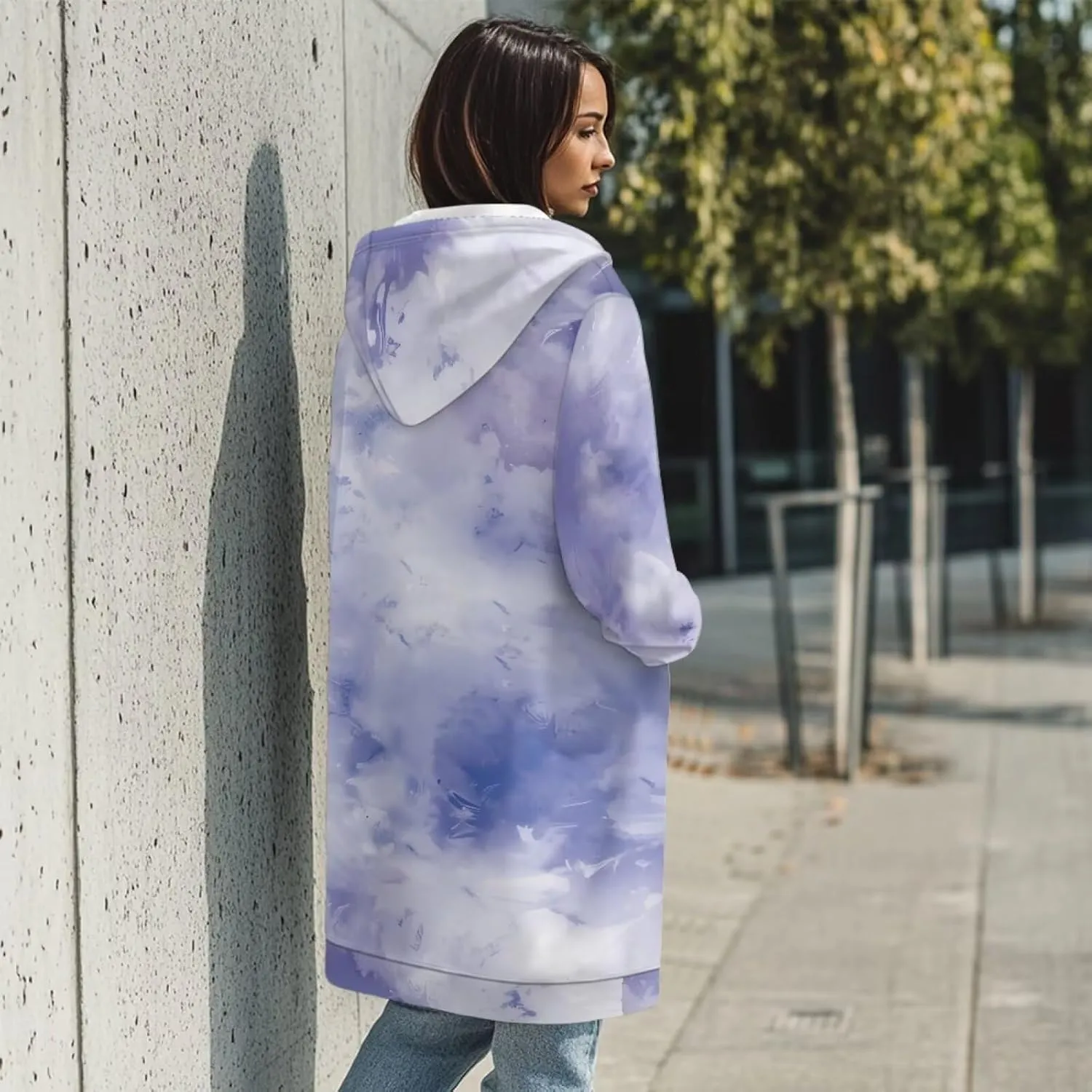 Zip Up Hoodies for Women Trendy Tie Dye Hooded Sweatshirts Oversized Long Sleeve Pullover Drawstring Jackets