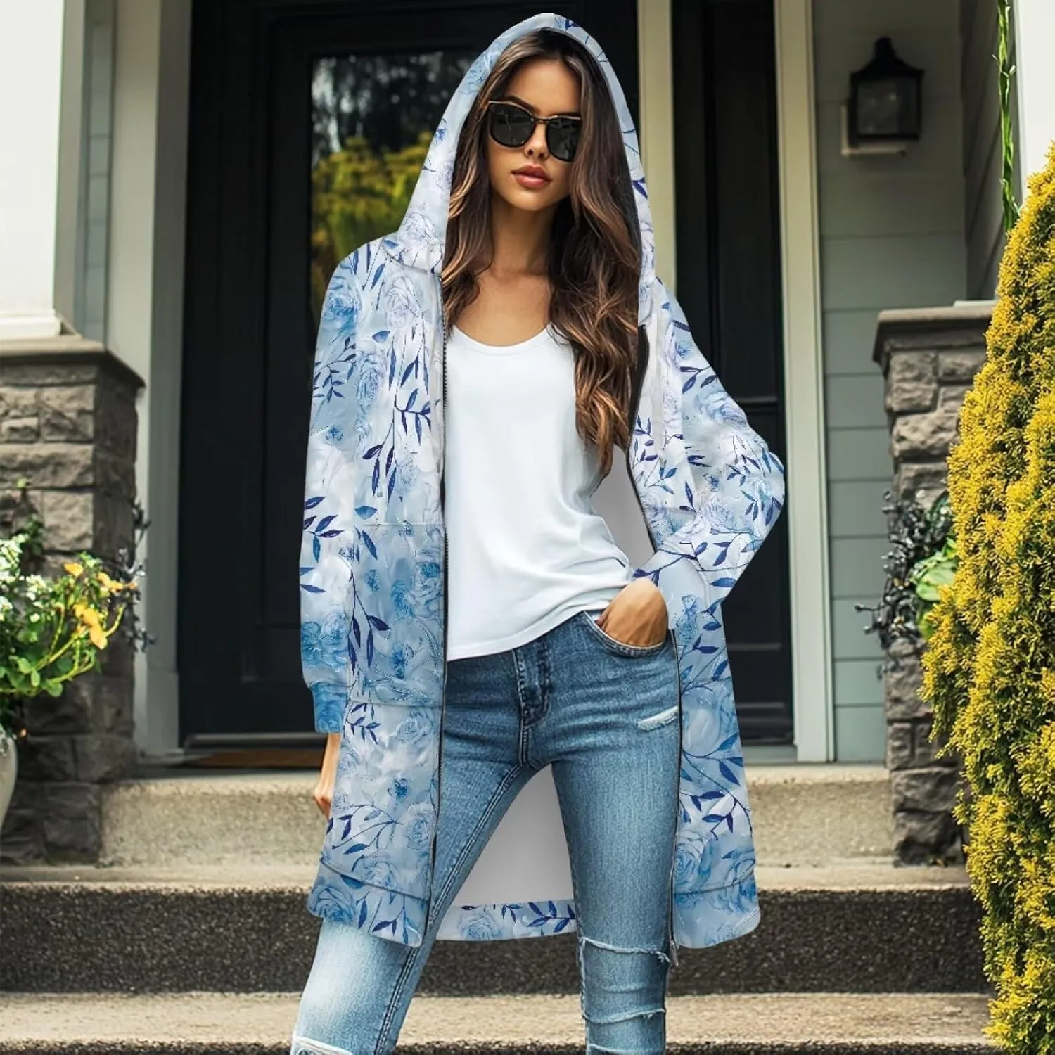 Zip Up Hoodies for Women Trendy Tie Dye Hooded Sweatshirts Oversized Long Sleeve Pullover Drawstring Jackets