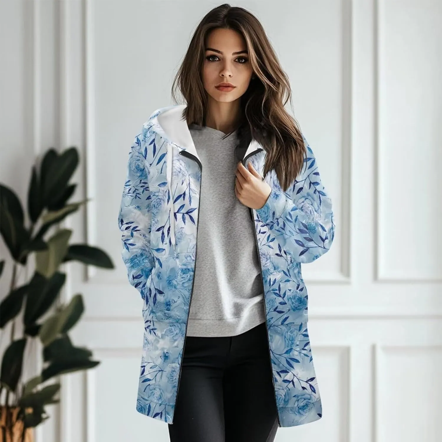 Zip Up Hoodies for Women Trendy Tie Dye Hooded Sweatshirts Oversized Long Sleeve Pullover Drawstring Jackets