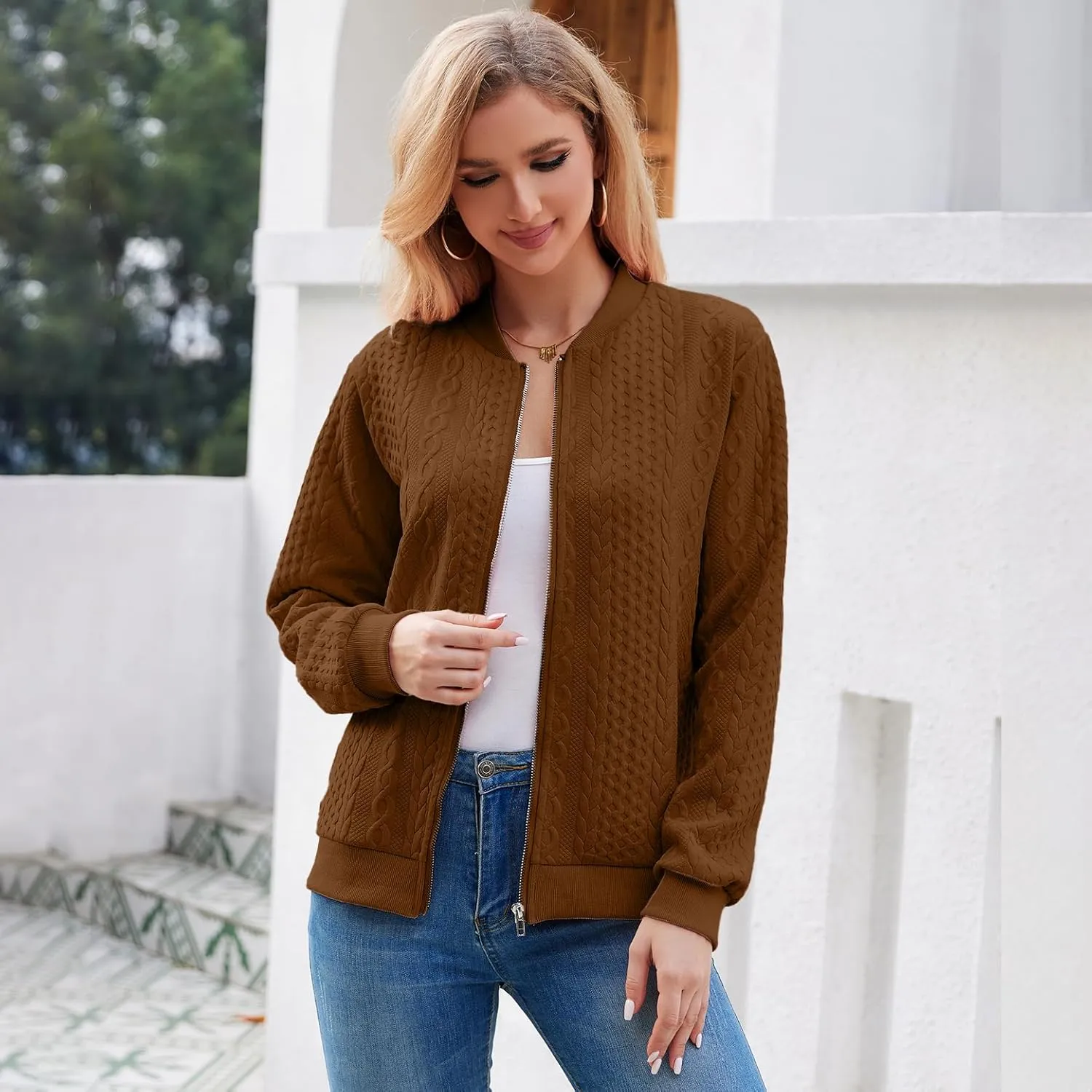Zip Up Sweatshirts for Women Casual Outfits Cardigan Outerwear Trendy Winter Jackets Coat